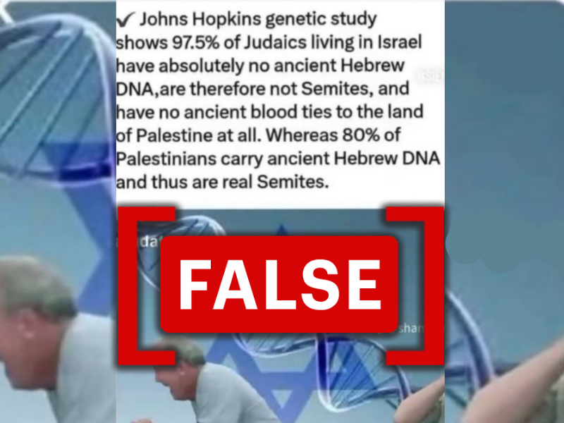 There is no Johns Hopkins study suggesting that Jews lack Hebrew DNA